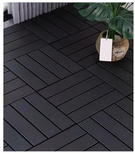 Interlocking Decking Tiles, Garden Decking Boards, Interlocking Patio Paving Slabs, Terrace, Balcony, Lawn Wood Plastic Composite Deck Floor Tiles D 30 * 30 * 2cm