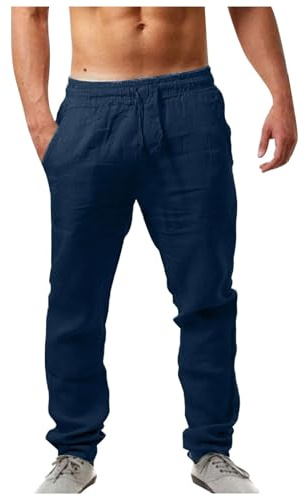 RYTEJFES Pantalones De Lino Hombre Pantalón Transpirable Ropa Ligero Joggers Pantalon Cintura Elastica Playa Largas Casual Elasticos