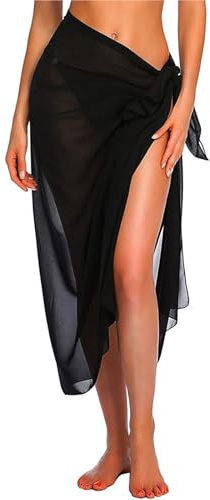 NJIEzhao Bikini omlottkjol lång och kort strandkjol för kvinnor, sarong, baddräkt, överdrag, sommar bikinifilt, transparent halsduk för badkläder, Färg 45, one size