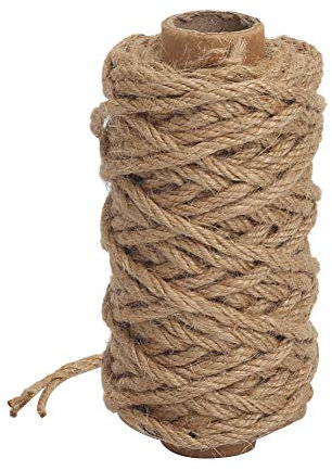 Tenn Well 4mm Thick Jute Twine String, 66 Feet Natural Jute Garden Rope for Gardening, Cat Scratcher, Gift Wrapping and Crafts Decoration (Brown)