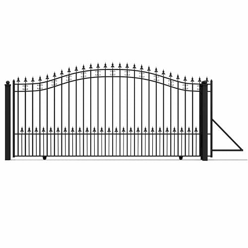 ALEKO 14x6 feet St. Louis Single Sliding Driveway Gate, Anti-Rust Galvanized Steel Security Fence Barrier - DG14STPSSL
