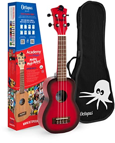 Octopus Academy soprano ukulele in red burst