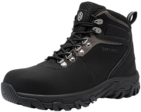 LARNMERN Imperméables Chaussures de Sécurité Homme Montante Antidérapant Chaussures de Travail Anti-Perforation Embout en Acier (Noir,43EU)