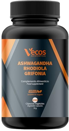 Ashwagandha + Rhodiola Rosea 5HTP Grifonia 400 mg | Aumenta l'energia e riduce l'affaticamento e l'ansia | 100 Compresse Vegane