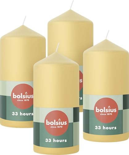 Bolsius Pillar Candles - Beige - 4-Pack - 12 x 6 cm