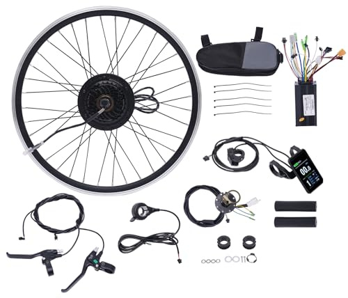 SABUIDDS 24 tum 36 V 500 W Ebike bakhjul konverteringssats elcykel eftermonteringssats gör-det-själv elcykel LCD-display elektrisk cykel konverteringssats för 24 tum V-broms skivbroms bakhjul cykel