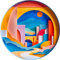 Bgraamiens Sunrise in The Distance 1000Pcs Round Modern Art Puzzle for Adults, Cardboard, Unique, Hard Challenge, Portable