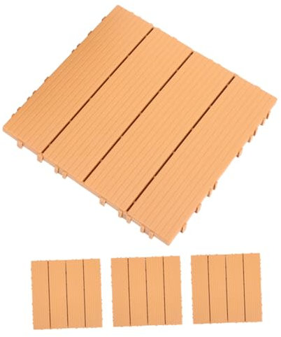 WOONEKY 4pezzi Piastrelle Interbloccabili Per Decking Per Pavimento Decorativo Imitazione Per e Facile Installare e Resistente Al Sole