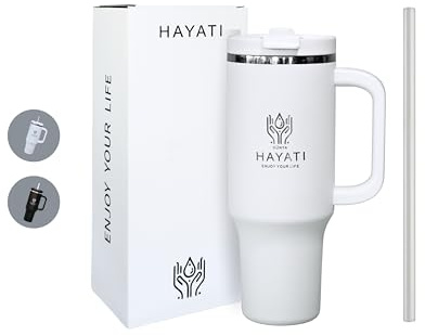 Dünya Hayati Premium Thermobecher 1,2L/40oz – TÜV-geprüft, LFGB-zertifiziert, BPA-frei | Auslaufsicher mit Deckel & Strohhalm | Edelstahl Trinkbecher mit Lasergravur, 8h heiß, 12h kalt, 24h eisgekühlt