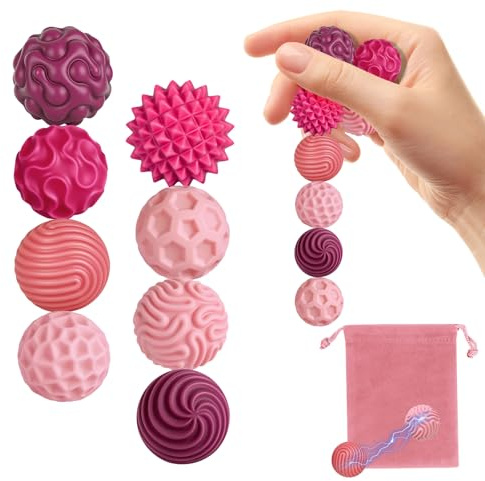 Zingbee 8 Stück Magnetische Fidget Toys, Silikon Magnetkugeln Anti-Stress Bälle, Sensorik Spielzeug für Erwachsene und Kinder, Sensorische Magnetische Kugeln Set, Stressabbau und Entspannung（Rosa）