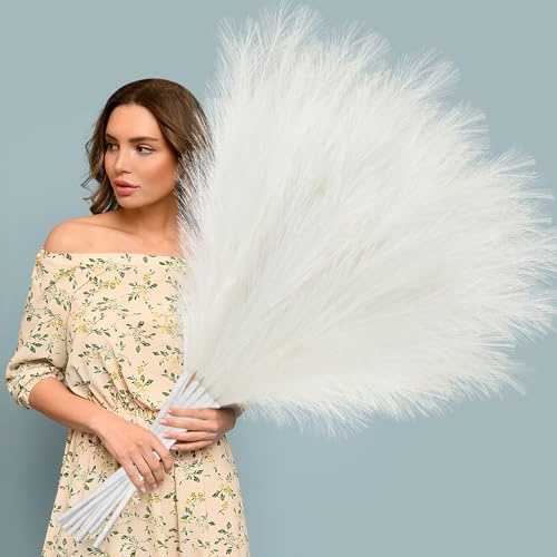 BlueCloudy Hierba de la Pampa grande XXL, 4 unidades de plantas artificiales, 120 cm, flores artificiales mullidas para dormitorio, decoración bohemia, salón, jarrón de suelo, decoración de mesa