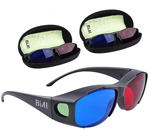 BIAL 3 Pack Red-Blue 3D Glasses with Glasses Case/Cyan Anaglyph Simple Style 3D Glasses 3D Movie Game-Extra Upgrade Style (3PCS)