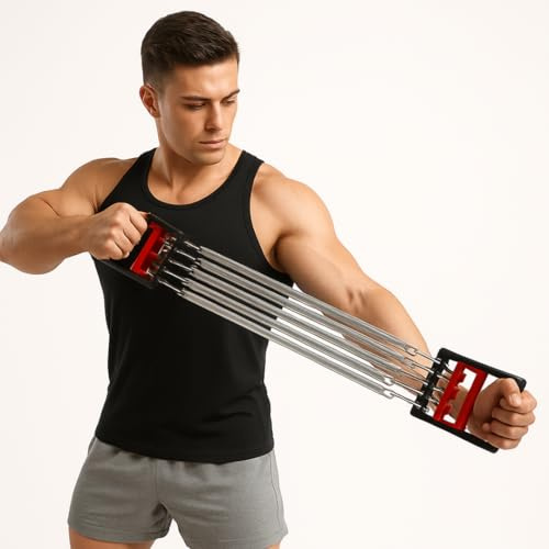 ONEX Chest Expander – Adjustable 5-Spring Steel Bands Resistance Upper Body Puller/Stretcher for Home & Gym Workout, Shoulder, Arm, Tricep, Strength Training