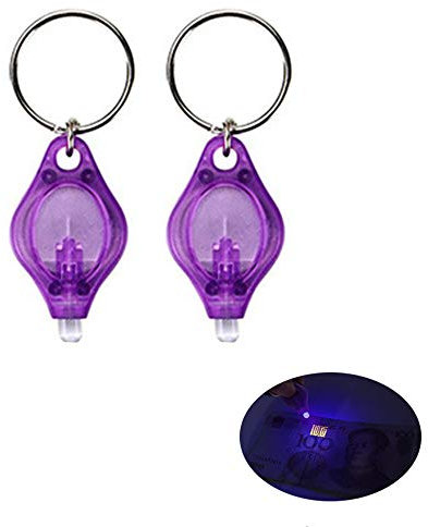 2/5 Pack Mini LED Flashlight UV Money Checker Keychain Key Ring Light Torch LED Money Detector Light, 7 Colors