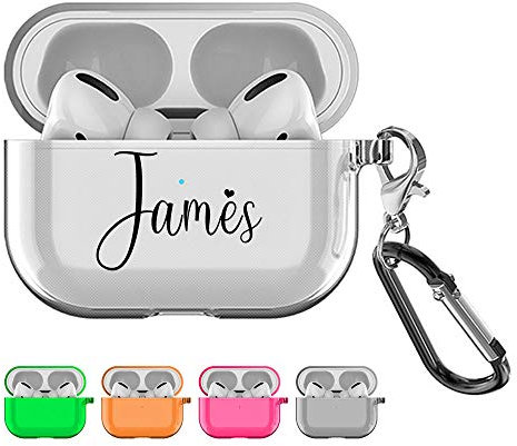 Shumei Funda de AirPods por con Nombre Personalizar para Apple AirPod Pro, Regalo Personalizar, amortiguación, Suave, Transparente, Cubierta de TPU, Alivio de Bricolaje
