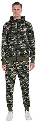 Extreme Pop Herren Camo Joggers - Militärischer Trainingsanzug mit reflektierendem Aufdruck UK Brand (M, Camo grün1)