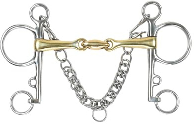 Shires Mors Pelham en alliage de laiton avec pastille 12,7 cm