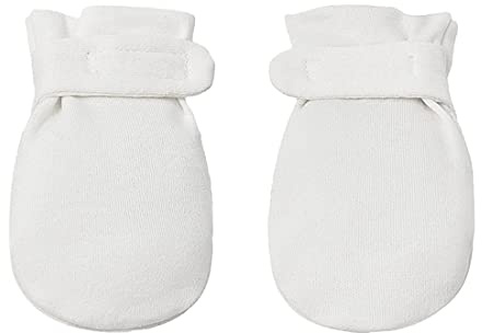 Moufles pour nouveau-né sans rayures, 100 % coton, respirantes, réglables pour bébés, garçons et filles, blanc, 1 mois