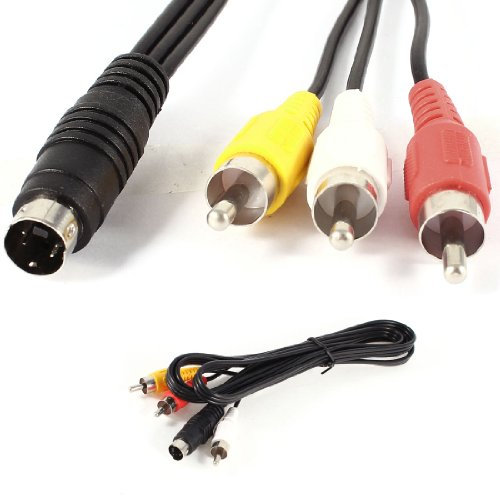 Ruilogod 1,5M 4.9ft 3 Terminal AVmâle à 4 broches S-Vidéo mâle TV par câble de conversion PC
