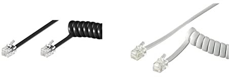 goobay 50270 Telefonkabel RJ10 Stecker Telefonhörerkabel Spiralkabel Telefonstecker RJ10 Kabel & 50246 Telefonkabel RJ10 Stecker Telefonhörerkabel Spiralkabel Telefonstecker RJ10 Kabel Weiß 2m