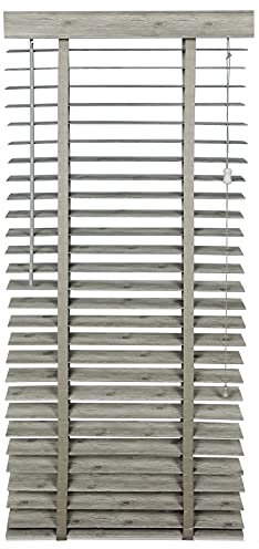 PVC Venezianische Jalousie in Holzoptik 50 mm Lamellen, Verschiedene Größen, Sonnenschutz für Fenster mit Bohrung, Grau, 100x175cm