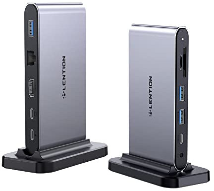 LENTION USB C Dockingstation mit 4K@60Hz HDMI, USB3.2 Gen.2 in 10 Gbps, SD 4.0 Kartenleser, Gigabit Ethernet, 100W PD und AUX 3.5mm-Output, für Neues MacBook Pro/Air/Laptops mit Vollständigem USB-C