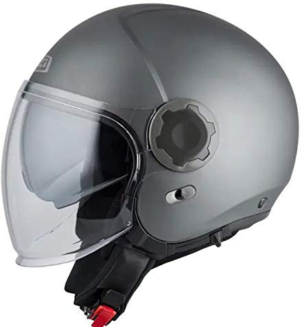 NZI RINGWAY Duo Solid Antracita Mate | Casco de Moto Jet Abierto con Visor Solar - Unisex Hombre y Mujer Homologado ECE (M)