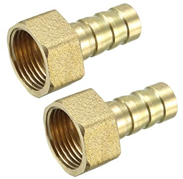 QUARKZMAN Raccordi in Ottone 10mm Spina 3/8 PT Femmina Filettatura Raccordo Tubo Flessibile Connettore Adattatori per Tubo Flessibile Collegamento Giardino [2 Pezzi, Tono Oro]