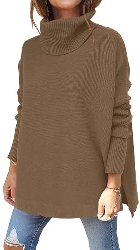 Women's Autumn Batwing Long Sleeve Sweaters Fashion Turtleneck Solid Pullover Jumpers