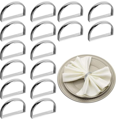 PZJFH Serviettenringe, Metall Serviettenringe Silber Serviettenring Set, Elegante Serviettenschnallen für Tischdekoration Valentinstag Ostern Hochzeit Napkin Rings(16 Stück)