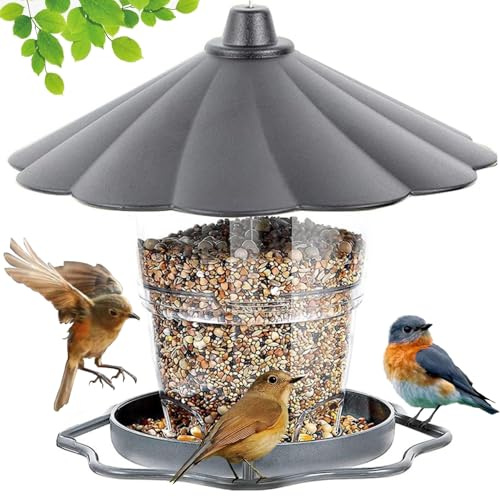 WLLKOO Bird Feeder, Bird Feeders for Outside Outdoors Hanging, Birds Feeder Adjustable Feeder with Sturdy Wire and Roof, Plastic, for Garden, Backyard, Terrace