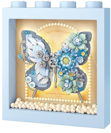 MEIEST Ensemble de cadres photo papillon - Blocs de construction créatifs avec cadre exquis - Jouet fantaisie - Décoration d'intérieur - Bleu
