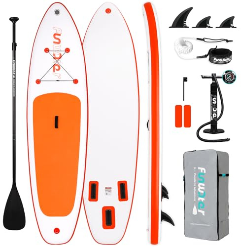 FunWater SUP Inflatable Stand Up Paddle Board 10'6×33×6 Ultra-Light Inflatable Paddleboard with ISUP Accessories,Fins,Adjustable Paddle, Pump,Backpack, Leash