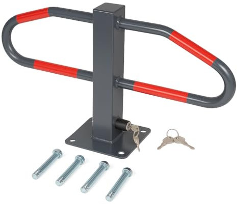 Butterfly Parking Barrier - Foldable Steel Security Post with Integrated Lock & 2 Keys | Car Park Bollards for Safety, Garages and Driveways