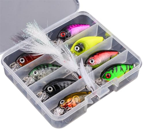 XIAOQENAN 8pcs Minnow Pesca Cebo Flotante Duro Cebo Artificial Wobbler Crankbait Pescadores de Natación