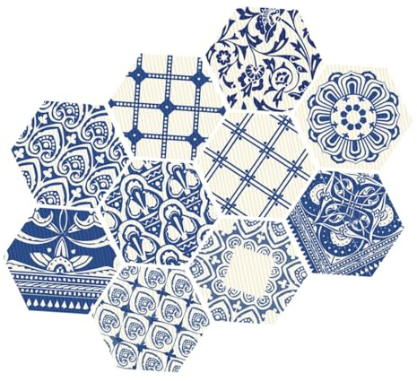 ARTSEWPLY 10 Pegatinas Antideslizantes para Suelo De Baño para Cocina Despegables Y Adhesivas De Lino Impermeables Extraíbles De PVC Color Azul