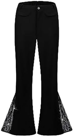 Pantalon évasé disco des années 70 pour homme, rétro, évasé, costume de carnaval, fête du club des années 80, costume de carnaval, hippie à paillettes, pantalon à paillettes