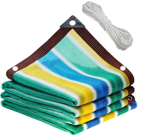 Rete ombreggiante con occhielli e corde, 5 x 6 m, protezione solare al 65%, resistente ai graffi e grandine, copertura colorata per patio e giardino