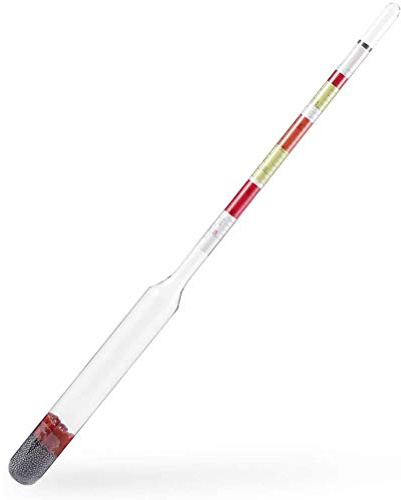 Idrometro a 3 scale in vetro per alcol e - Densimetro 3 in 1 per vino e birra - 255 x 15 mm