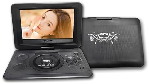 Bärbar DVD-spelare, 13 tums HD bärbar roterande skärm Smart TV VCD DVD-spelare Mini TF-kort USB Video Uppladdningsbar TV(6X Black)