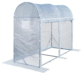 TOOLPORT Tomat växthus i plast 1x3 m PE 180 g/m² UV-stabiliserad folietunnel med stålram, 2 m ståhöjd, vitt trädgårdsväxthus