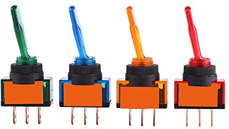 Interrupteur Basculant Étanche 12V 20A LED On/Off, 4 Pièces, 3 Broches SPST, résistant à l'eau, Conçu pour Voiture, Bateau, Moto, Camping, Industriel, montage facile,