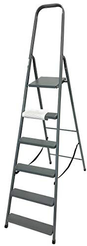 VaGo - Escalera plegable (6 peldaños, acero inoxidable)