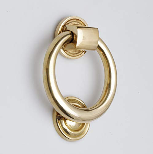 Castelion® Solid Brass Ring Door Knocker | High Quality Decorative Home Accessories| Traditional Door Knocker for Front Door | Easy to Install | 10cm (4)