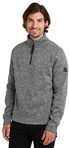 TOG24 Pearson Knitlook Mens Fleece with ¼ Zip Neck Dark Grey Marl