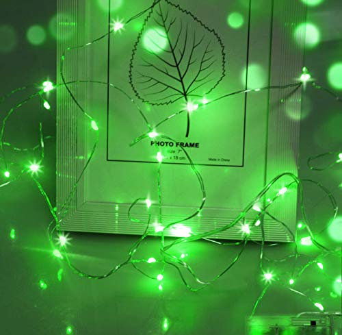 cshare Green Fairy Lights, Halloween Lights Micro Fairy Lights 5M/16.4FT Battery Operated with 50 Green Color LEDs on Silver Wire,Led Lights for Bedroom,Christmas,Halloween Decorations