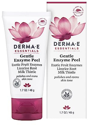 DERMA E Gentle Enzyme Peel – Brightening Exfoliator Mask – Natural Enzymatic Chemical Peel with Papaya, Milk Thistle and Licorice Root - Resurfaces, Smooths and Rejuvenates Facial Skin, 1.7 oz