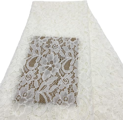 Rilassato 60 Inches Wide Lace Fabric, Vintage Lace Fabric for Wedding Dress, Fashion, Crafts, Tablecloth, Decorations Lace Trim Fabric - 8162 (White, 1 Yard)