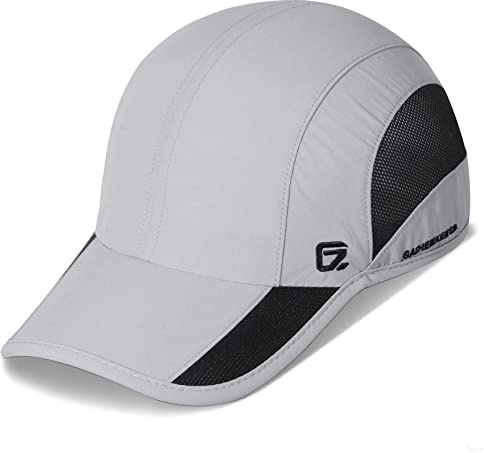 GADIEMKENSD Quick Dry Sports Hat Lightweight Breathable Soft Outdoor Run cap Light Gray