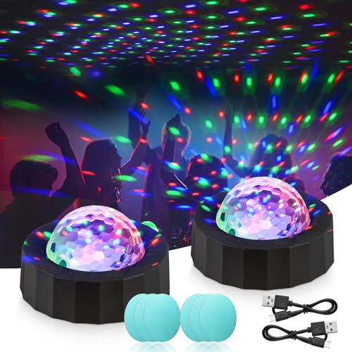 URAQT Mini Discokugel Licht, 3 Farben RGB Mini Discolicht Partylicht USB Wiederaufladbares Sound Aktivierte Discokugel LED Musikgesteuert Bühnenlicht für Alle Partys und Autoinnendekoration